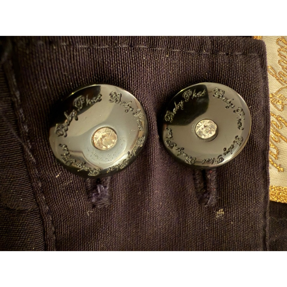 Baby Phat Black Trousers Gold Cat Logo Stretch Straight Leg Pants Junior Size 7 - Picture 10 of 13